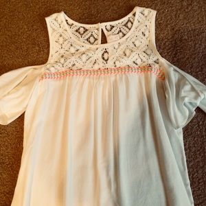 Charming charlie crochet cold shoulder top